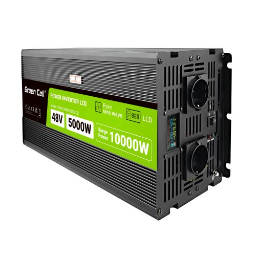 Green Cell PowerInverter LCD 48V 5000W/10000W měnič napětí do auta s displejem - čistá sin