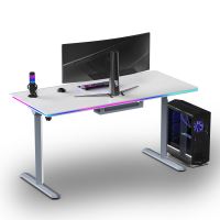 ULTRADESK Herní stůl QUEST, 140x70cm, 72-120cm, šedá-bílá (6)
