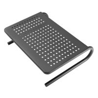 Podstavec pod monitor, prostor pro klávesnici, černý, ocel-plast, 20 kg nosnost, Powerton, (1)