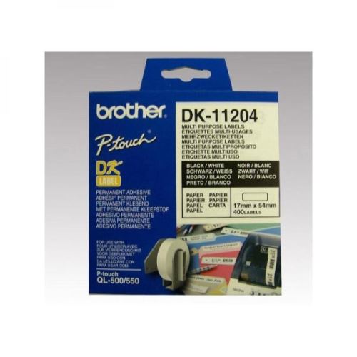 Brother papírové štítky 17mm x 54mm, bílá, 400 ks, DK11204, pro tiskárny řady QL