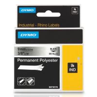 DYMO 18485, S0718170, černý tisk/metalický podklad, 5.5m, 9mm, RHINO permanentní polyes (1)