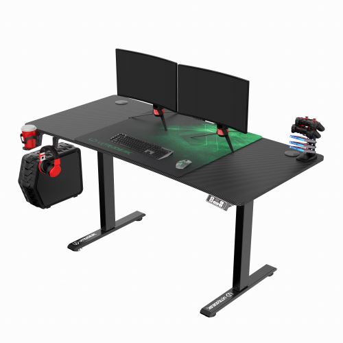 ULTRADESK Herní stůl LEVEL V2 GREEN, 140x68cm, 72-117cm, elektricky nastavitelná výška, s