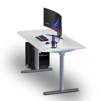 ULTRADESK Herní stůl QUEST, 140x70cm, 72-120cm, šedá-bílá (1)