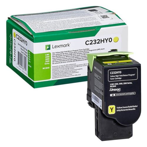 LEXMARK originální toner C232HY0, yellow, 2300str., high capacity, return