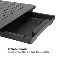 Podstavec pod monitor, nastavitelná výška, větrací otvory, se zásuvkou, černý, ocel-plast, (11)