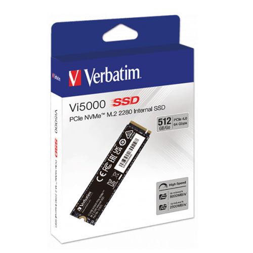 VERBATIM 31825 - 512GB SSD Interní Vi5000 M.2 černý 5000 MB/s-R NVMe 2500 MB/s-W
