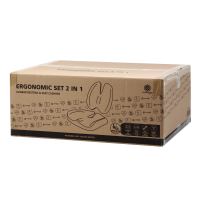 Set bederní opěrky a podsedáku, ergonomický, šedý, paměťová pěna, Powerton (7)