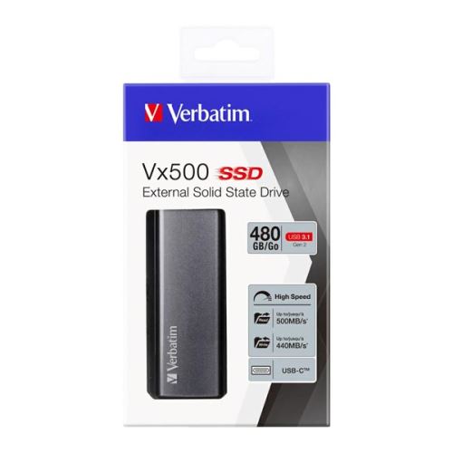 VERBATIM 47443 - 2000GB SSD Externí Vx500 stříbrný USB 3.0 (3.2 Gen 1)