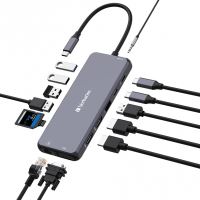 VERBATIM 32154 - USB (3.2) hub 14-port šedý délka kabelu 15cm 2x USB C 5x USB A 2x HD (5)