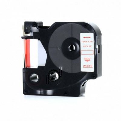 Alternativní páska DYMO 45015, S0720550, 12 mm x 7 m červený tisk / bílý podklad