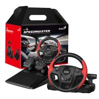 Volant Genius GX Gaming SpeedMaster, volant s pedály a řadící pákou, 13tl., USB, červeno-č (1)