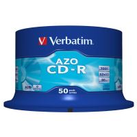 VERBATIM 43343 - CD-R AZO Crystal 50-pack 700MB 52x 80min. 12cm bez možnosti potisku VERBATIM 43343 - CD-R AZO Crystal 50-pack 700MB 52x 80min. 12cm bez možnosti potisku