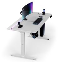 ULTRADESK Herní stůl VORTEX, 140,5x70cm, 72-122cm, bílý (2)