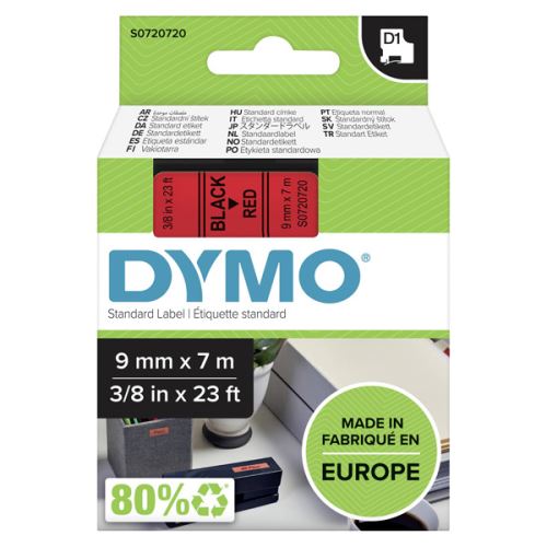 DYMO 40917, S0720720, černý tisk/červený podklad, 7m, 9mm, D1