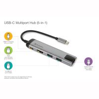 VERBATIM 49141 - USB (3.1) hub 5-port šedá délka kabelu 15cm adaptér USB C na USB C 1x (6)
