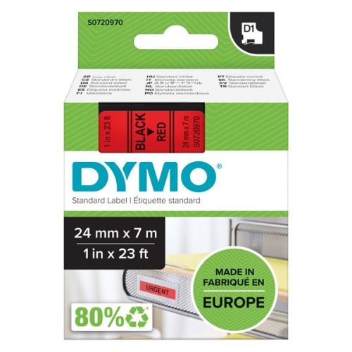 DYMO 53717, S0720970, černý tisk/červený podklad, 7m, 24mm, D1