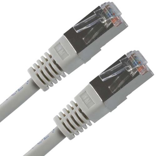 Síťový LAN kabel FTP patchcord, Cat.5e, RJ45 samec - RJ45 samec, 25 m, stíněný, šedý, econ