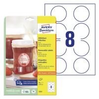 Snímatelné etikety průměr 65 mm kulaté bílé papírové Avery Zweckform - 5081 Snímatelné etikety průměr 65 mm kulaté bílé papírové Avery Zweckform - 5081