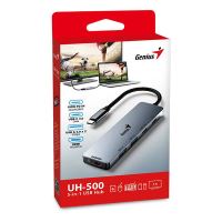 USB (3.0) hub 5-port, UH-500, šedý, Genius, 2x USB 3.0,1x HDMI,2x USB-C,Power Delivery 100 (1)