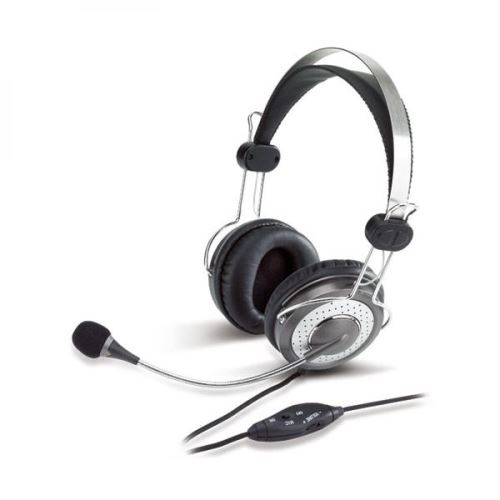 Genius HS-04SU, sluchátka s mikrofonem, ovládání hlasitosti, černo-stříbrná, 3.5 mm jack