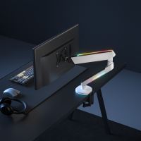 Polohovatelný držák ULTRADESK OFFSHOOT Single pro monitor, 9KG, svorka a průchodka stolu, (14)