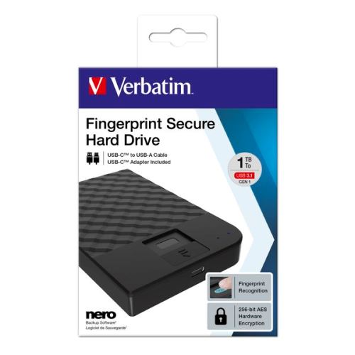 VERBATIM 53650 - 1TB externí pevný disk Fingerprint Secure HDD 2.5" USB 3.0 (3.2 Gen 1)