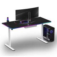 ULTRADESK Herní stůl QUEST, 140x70cm, 72-120cm, bílá-černá (6)