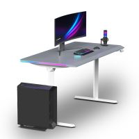 ULTRADESK Herní stůl QUEST, 140x70cm, 72-120cm, bílá-šedá (5)