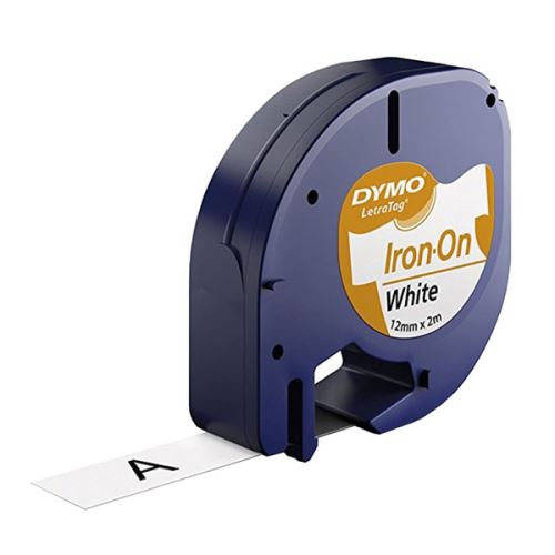 DYMO S0718850, černý tisk/bílý podklad, 2m, 12mm, LetraTag nažehlovací páska