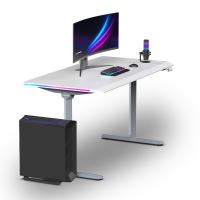 ULTRADESK Herní stůl QUEST, 140x70cm, 72-120cm, šedá-bílá (5)