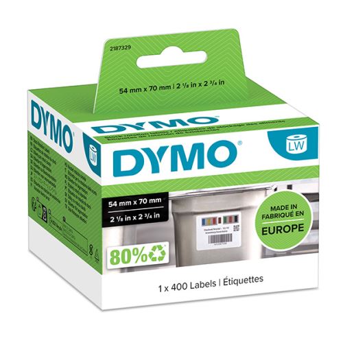 DYMO papírové štítky 70mm x 54mm, bílé, kontrolní potravinové, 1x400 ks, 2187329