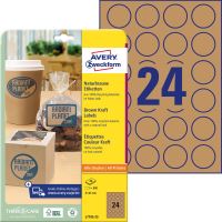AVERY Přírodní hnědé etikety na zboží, průměr 40 mm, kulaté, 25 listů,  - L7105-25