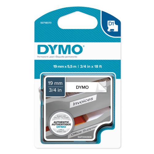 DYMO 16960, S0718070, černý tisk/bílý podklad, 5.5m, 19mm, D1, speciální - permanentní