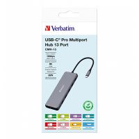 VERBATIM 32153 - USB (3.2) hub 13-port šedý délka kabelu 20cm 2x USB C 6x USB A 2x HD (12)