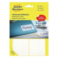 Univerzální etikety AVERY na ruční popis, 80x54 mm, 112 etiket, bílé - 3330 Univerzální etikety AVERY na ruční popis, 80x54 mm, 112 etiket, bílé - 3330