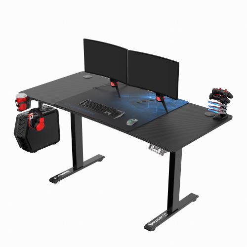 ULTRADESK Herní stůl LEVEL V2 BLUE, 140x68cm, 72-117cm, elektricky nastavitelná výška, s X