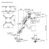 Powerton ERGO STRYNX Polohovatelný držák pro monitor, bílo/černá, 2-30KG, svorka, 24"- 57" (11)