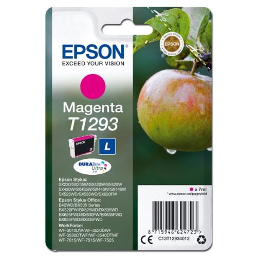 Epson originální ink C13T12934012, T1293, magenta, 485str., 7ml