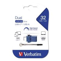 VERBATIM 49966 - 32GB USB flash disk OTG USB 3.0 Dual modrý USB A / USB C s poutkem