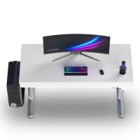 ULTRADESK Herní stůl QUEST, 140x70cm, 72-120cm, šedá-bílá (2)