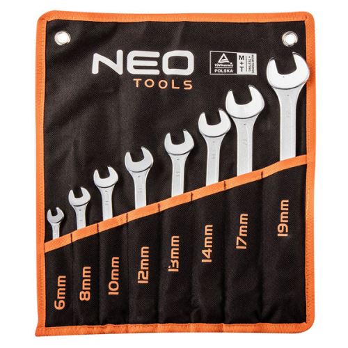 Kombinované klíče, 09-751, sada 8 ks, 6-19 mm, NEO TOOLS