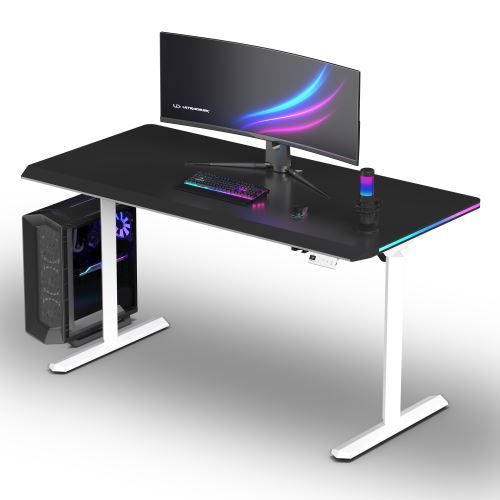 ULTRADESK Herní stůl QUEST, 140x70cm, 72-120cm, bílá-černá