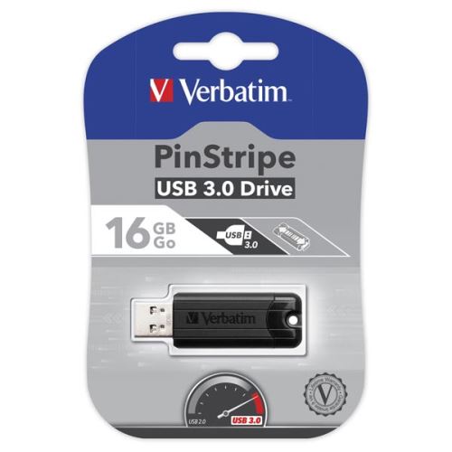 VERBATIM 49316 - 16GB USB flash disk USB 3.0 PinStripe Store N Go černý USB A s výsu