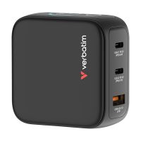 VERBATIM 30238 - 65W Miniaturní nabíječka GaN s displejem 2 x USB-C / 1 x USB-A černá Vymě VERBATIM 30238 - 65W Miniaturní nabíječka GaN s displejem 2 x USB-C / 1 x USB-A černá Vymě