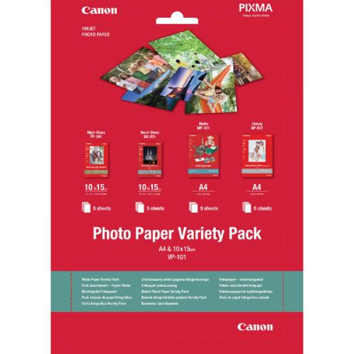 Canon Photo Paper Variety Pack VP-101, VP-101, foto papír, 5x PP201, 5x SG201 (10x15cm), 5