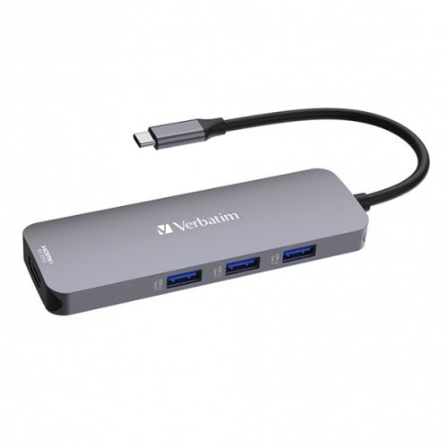 VERBATIM 32151 - USB (3.2) hub 8-port šedá délka kabelu 15cm 1x USB C 3x USB A 2x HDM