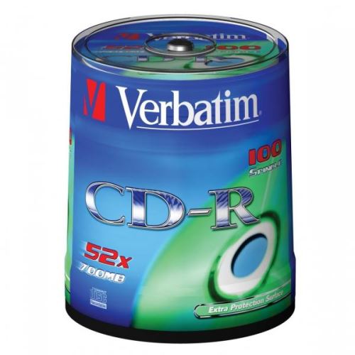VERBATIM 43411 - CD-R Extra Protection 100-pack 700MB 52x 80min. 12cm bez možnosti p