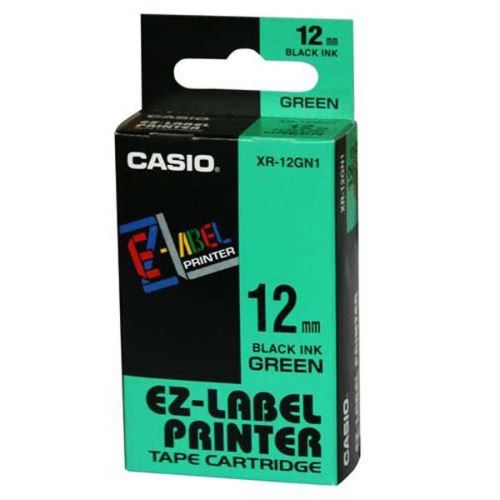 CASIO XR-12GN1, černý tisk/zelený podklad, nelaminovaná, 8m, 12mm