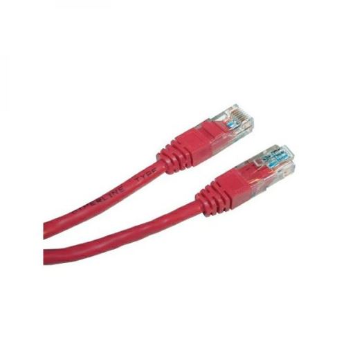 Síťový LAN kabel UTP patchcord, Cat.5e, RJ45 samec - RJ45 samec, 0.5 m, nestíněný, červený