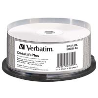 VERBATIM 43750 - BD-R DL+ Wide Thermal Printable No Id Surface Hard Coat 50GB spindle 6